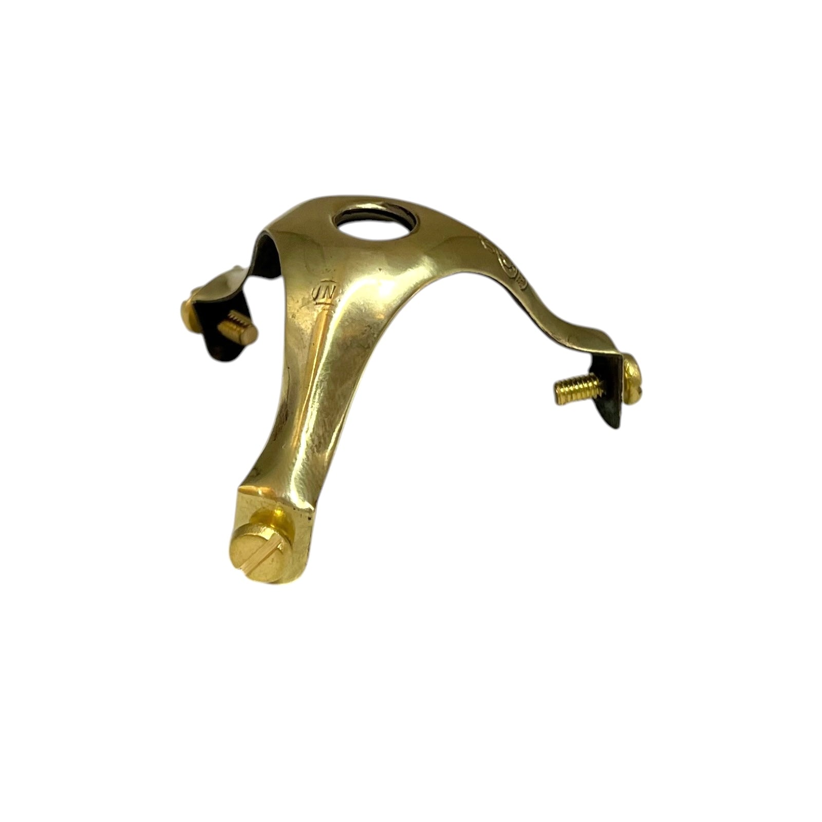 Brass gallery for holding a pendant lamp shade  on a white background