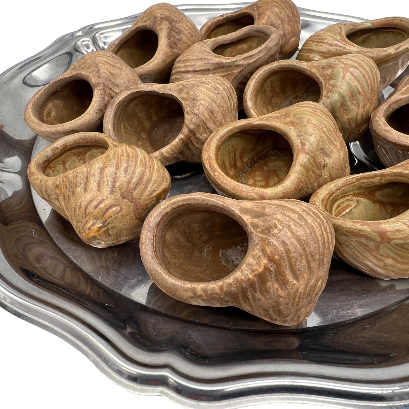 set of 12 vintage ceramic snail pots ideal for individual butter pots for sale