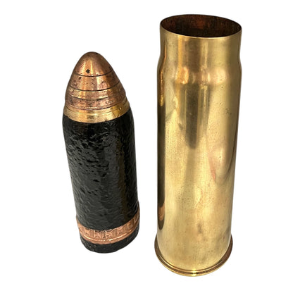 WW1 brass shell case, shrapnel shell and fuse
