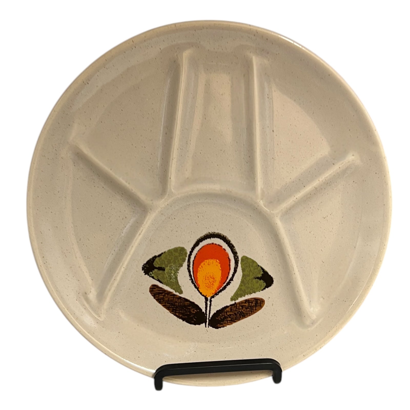 single faience pottery divided plate