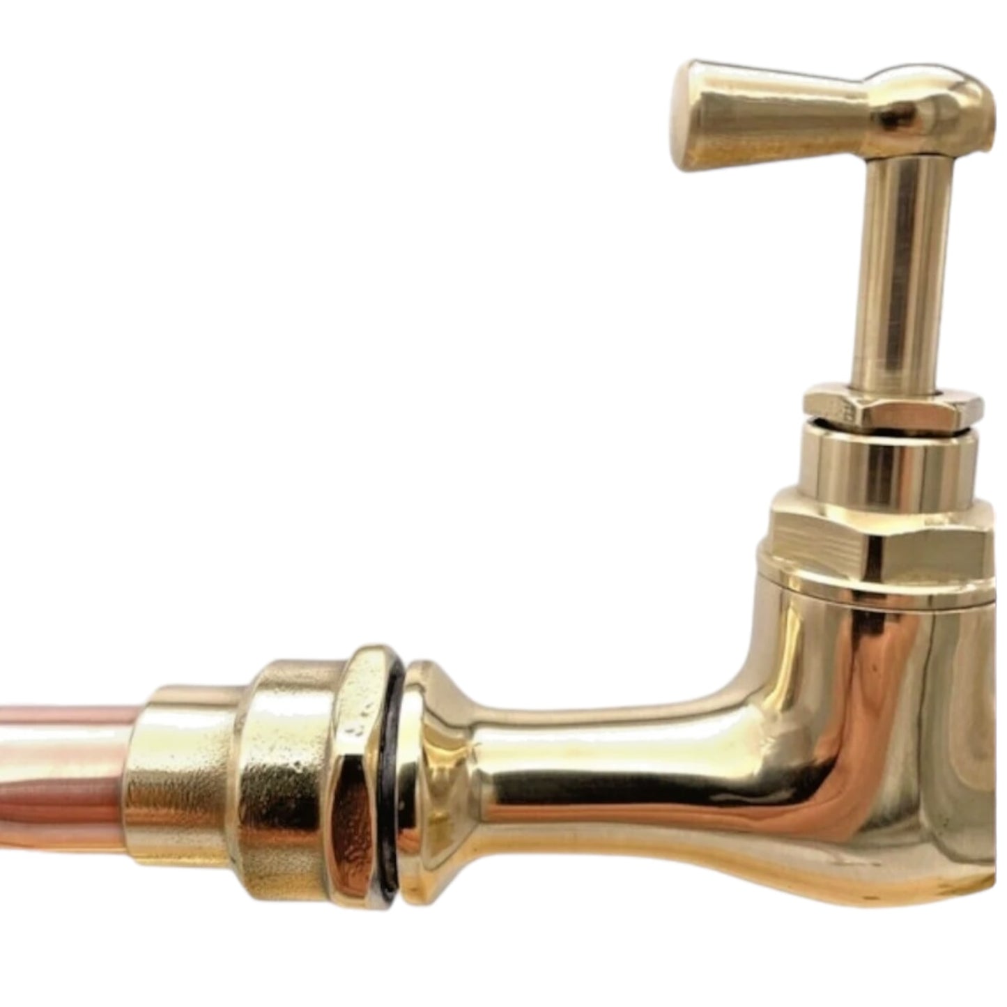Pair of copper and brass wall mounted kitchen or bathroom tap