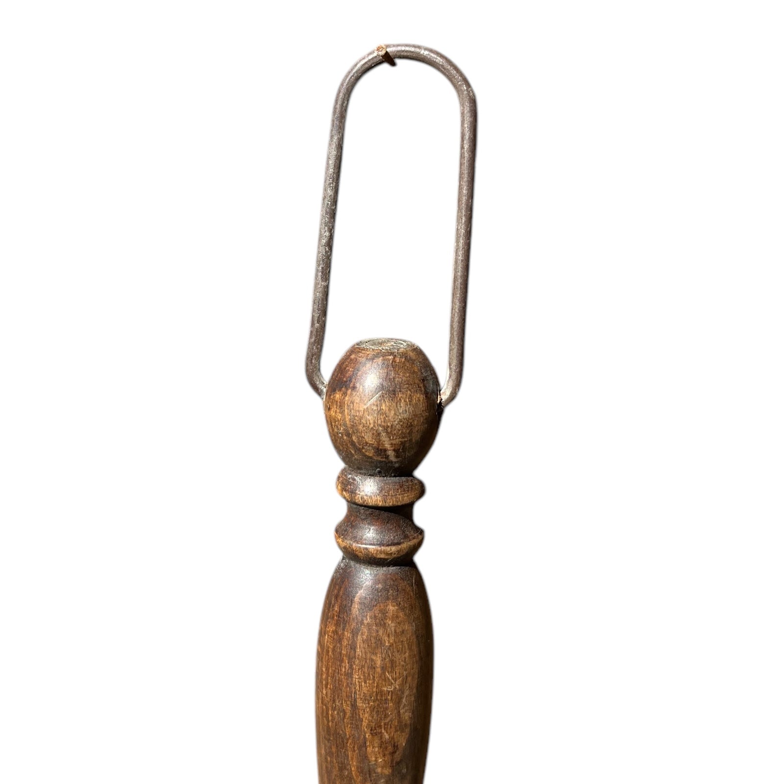 wooden handle of copper ladle