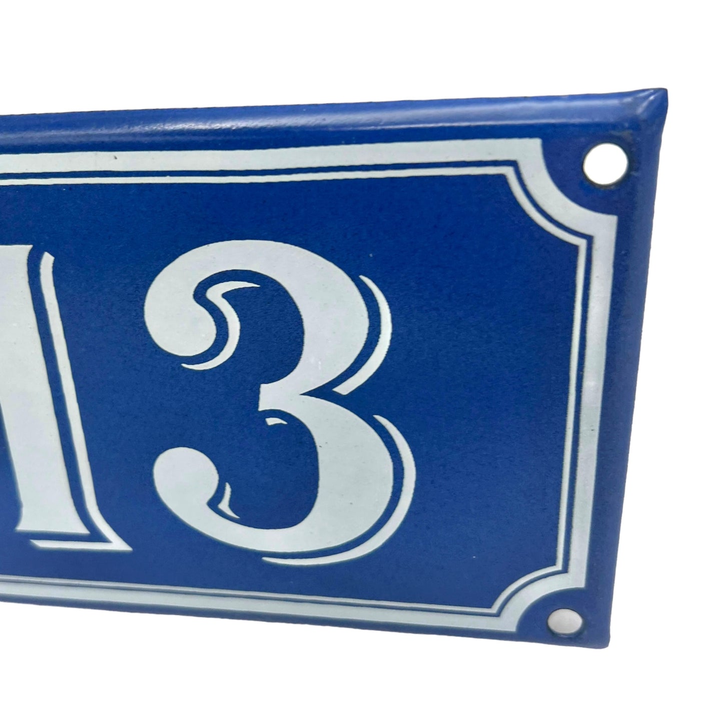 French House Number 13, French Vintage Enamel Door 13, Genuine Blue Metal Number
