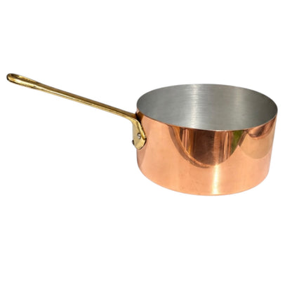 Vintage French Copper Saucepan – 16cm Small Aluminium Lined Pan with Brass Handle