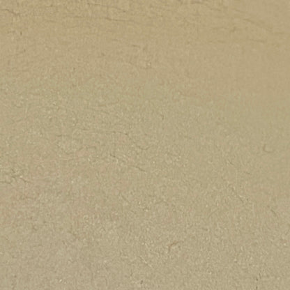 Close up of Le Creuset dish with beige interior on a white background