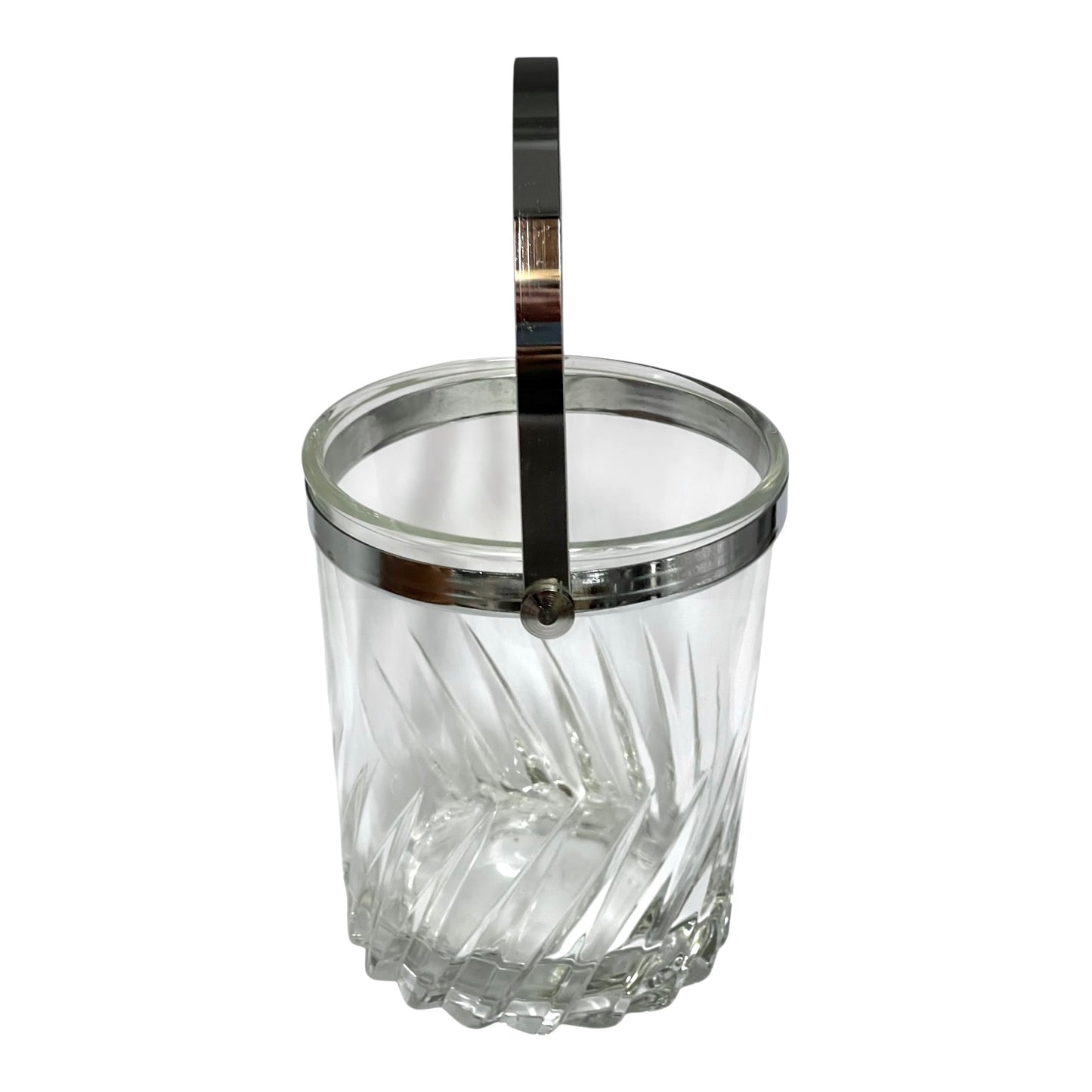 Vintage 1960s French Glass Ice Bucket – Mid Century Retro Barware Ice Pot