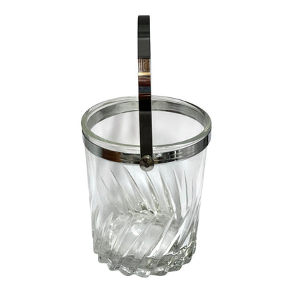 Vintage 1960s French Glass Ice Bucket – Mid Century Retro Barware Ice Pot