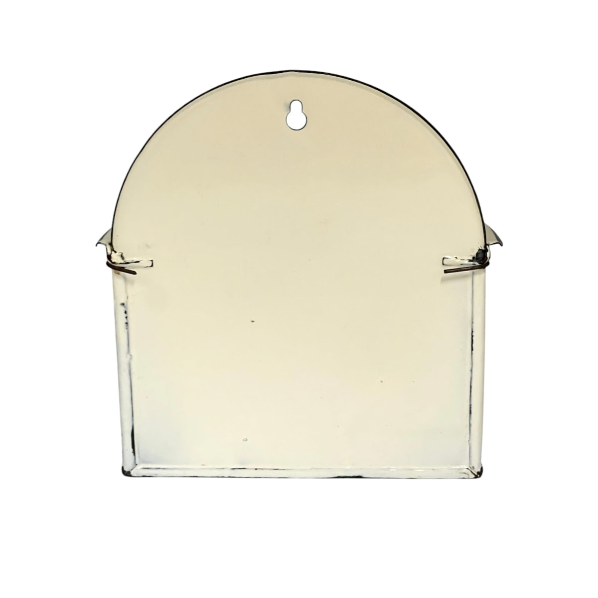 French Vintage Style Enamel Salt Box – Cream SEL Wall Hanging Pot | Farmhouse Kitchen Décor