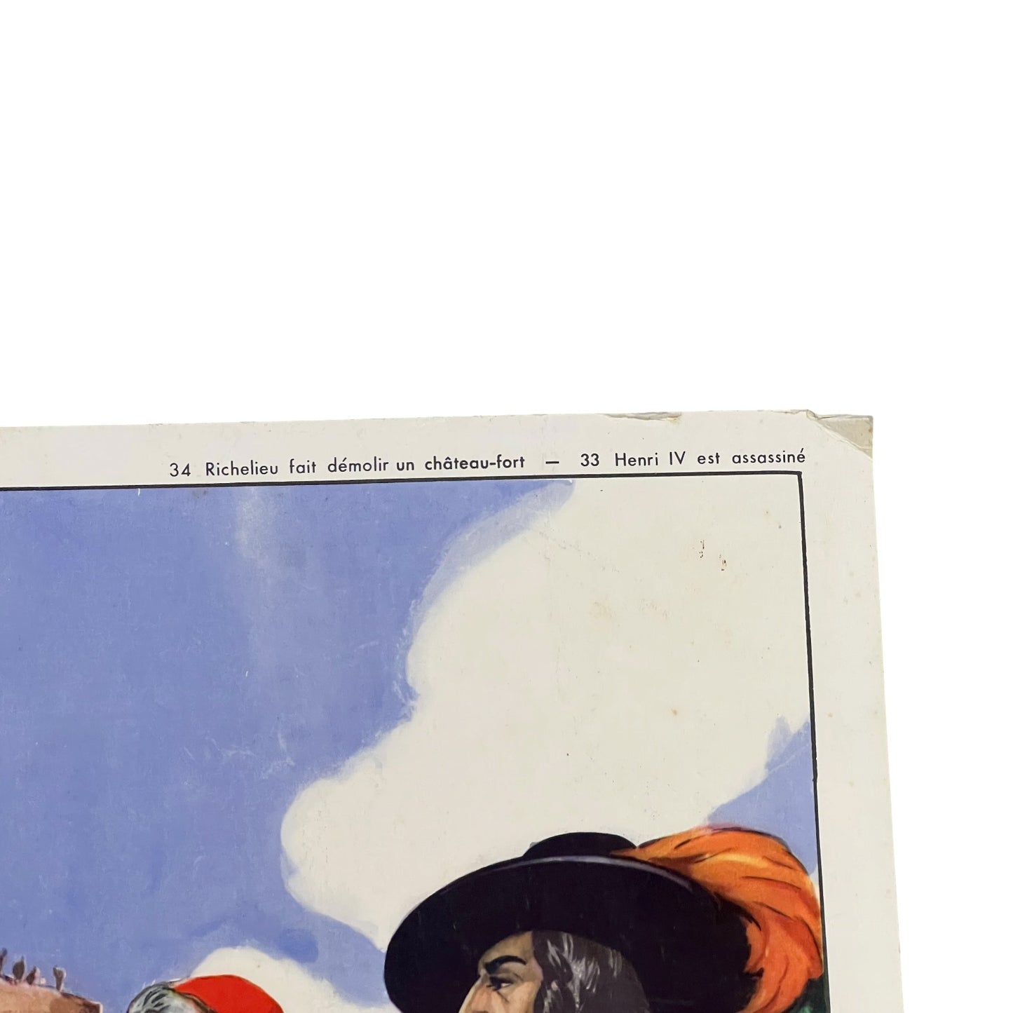 Close up of a French vintage school poster on a white background 