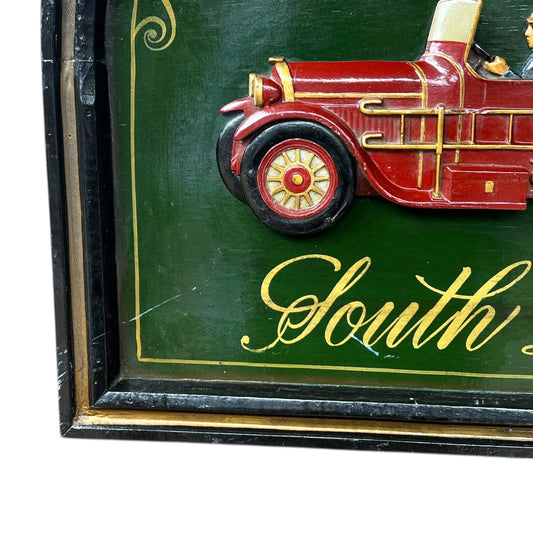 Vintage Country Corner 3D Wall Picture – “Fire Station South London”, Rustic Wooden Décor