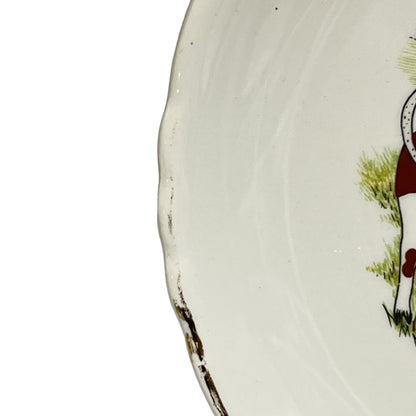 Ceramic plate with a horse design on a white background
