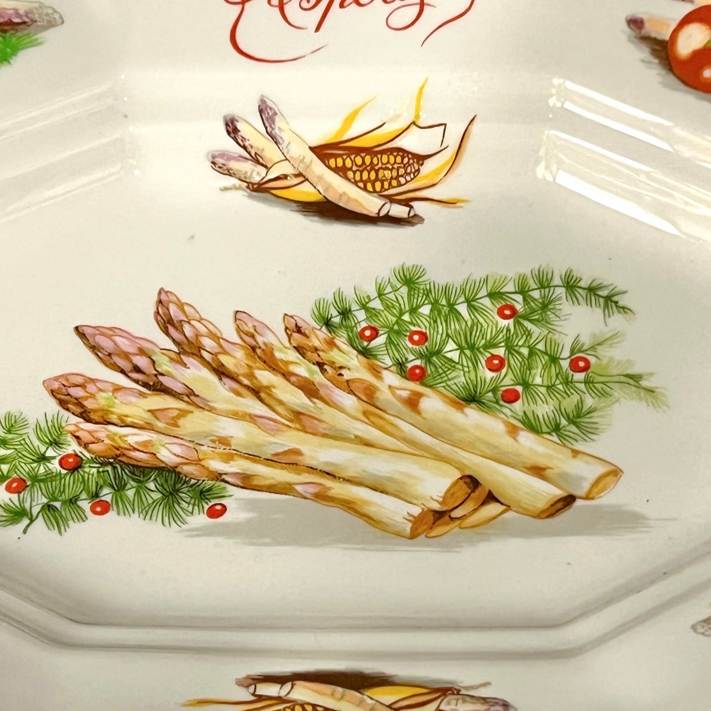 French Asparagus Dish, Porcelain Asparagus Serving Plate - makers stamp