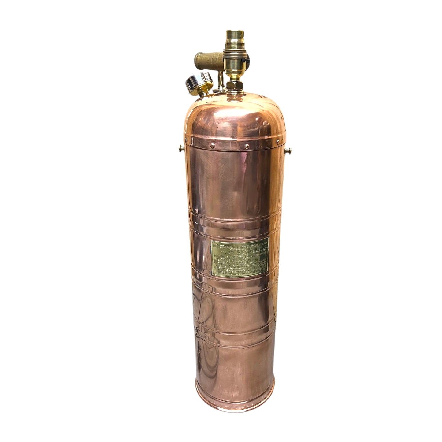 French Vintage Copper Fire Extinguisher Up Cycled Lamp, Steampunk Desk Lamp