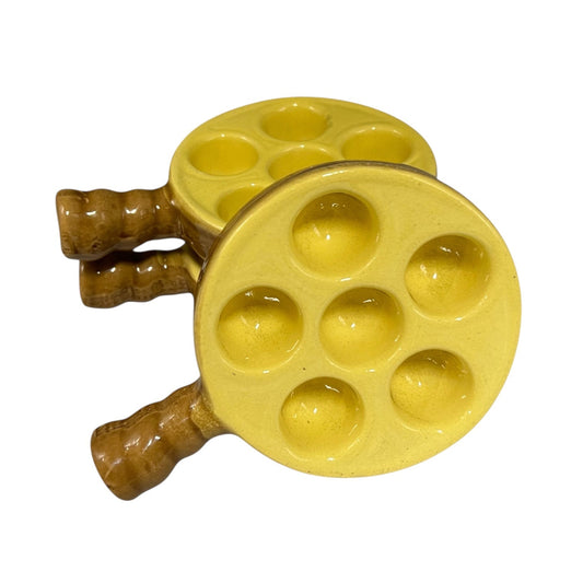French Vintage Escargots Snail Plates, Stuffed Mushroom Dishes, Egg Plates for sale from All Things French Store