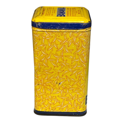 Yellow container with banana pattern on a white background