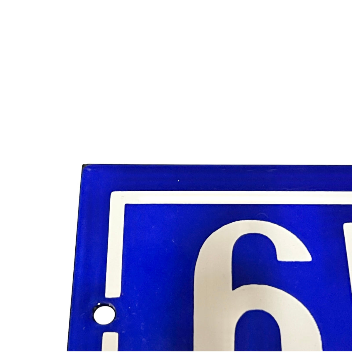 Vintage French Enamel Blue and White Door Number 65