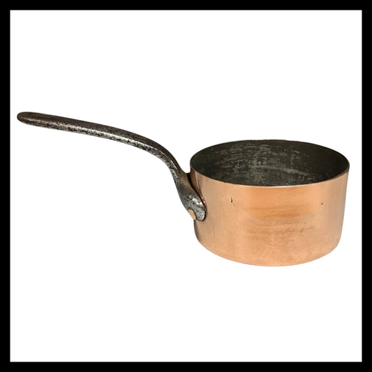 Small French Copper Pan, 12cm Vintage Pot ideal as a side dish pot with tin lining for sale from All Things French Store
