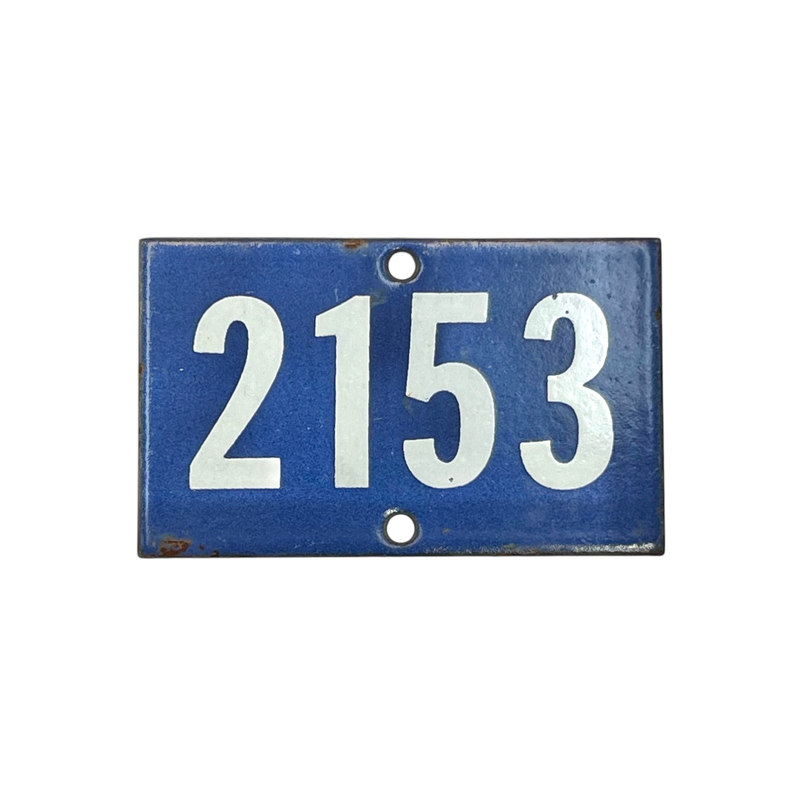 Vintage French Blue Enamel Door Number or Gatepost Number 2153