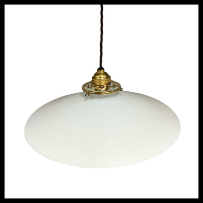 Vintage Milk Glass Ceiling Light for Living Room, French Pendant Lamp for sale from All Things French Store