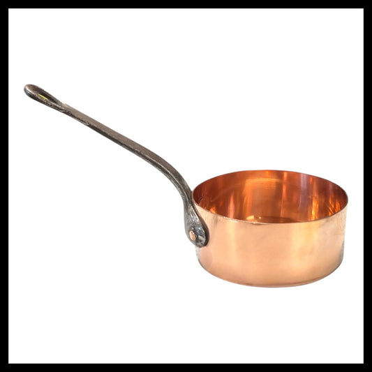 Small French Copper Pan, 10cm Vintage Copper Pot ideal as a side dish pot for sale from All Things French Store