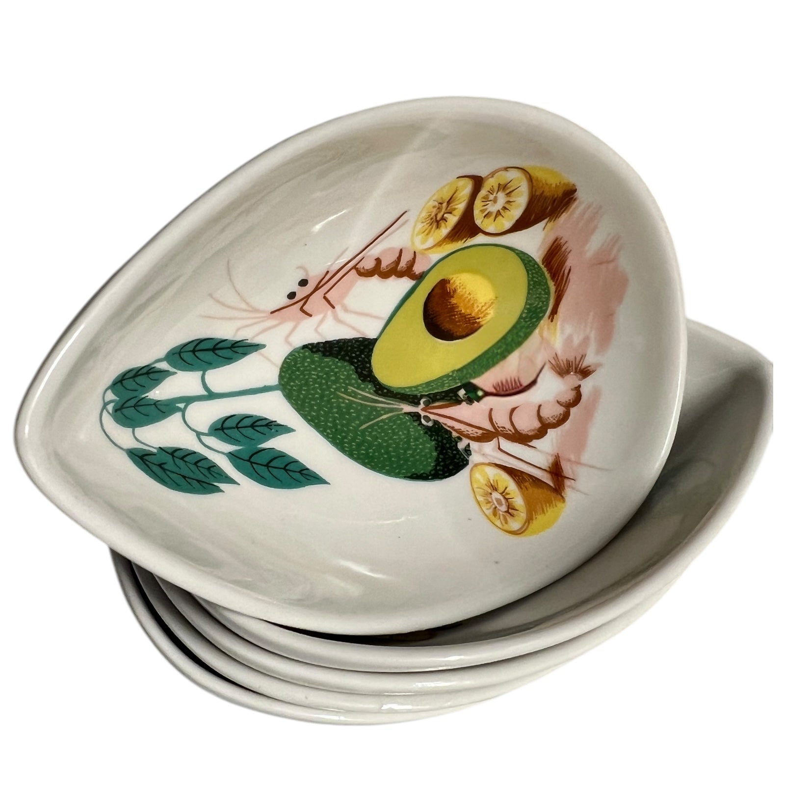 French Avocado Dish Set, French Avocado Bowls, Vintage Rustic Tableware