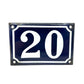 image French vintage blue and white enamel door number 20