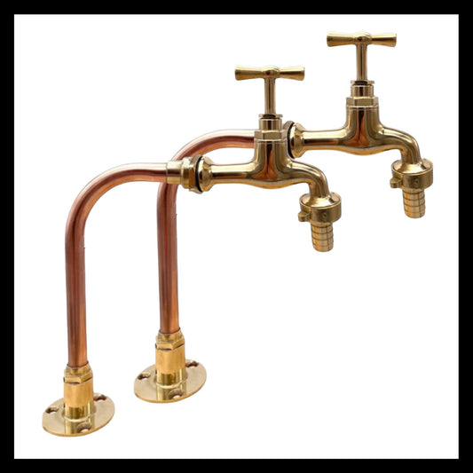 image pair of handmade copper and brass taps sold by All Things French Store