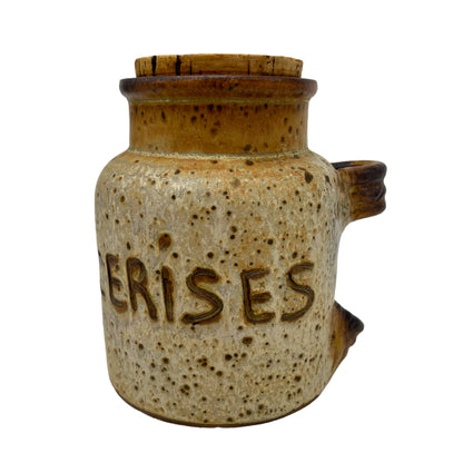 image French rustic vintage pottery cherry jar