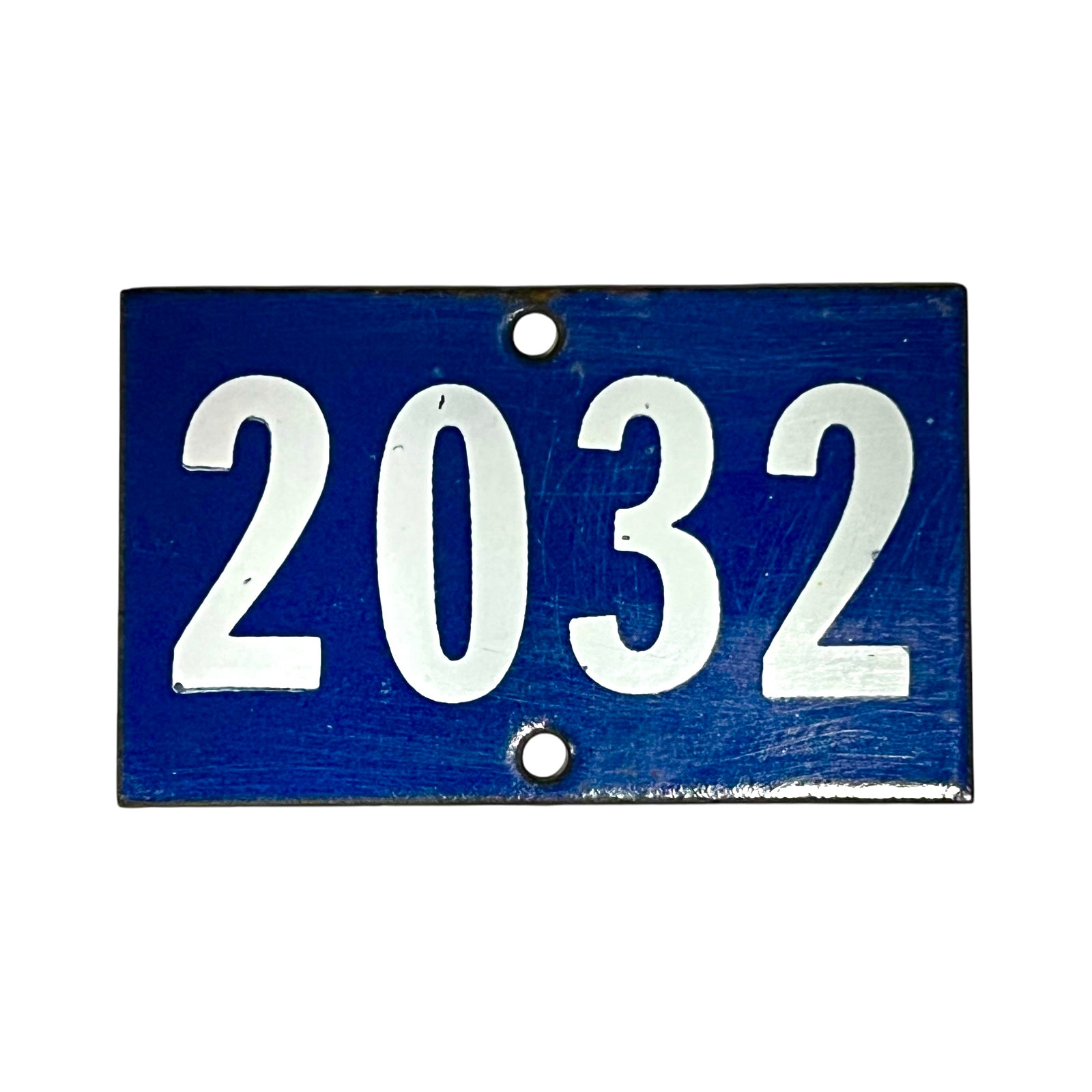 Vintage French Blue Enamel Door Number or Gatepost Number 2032