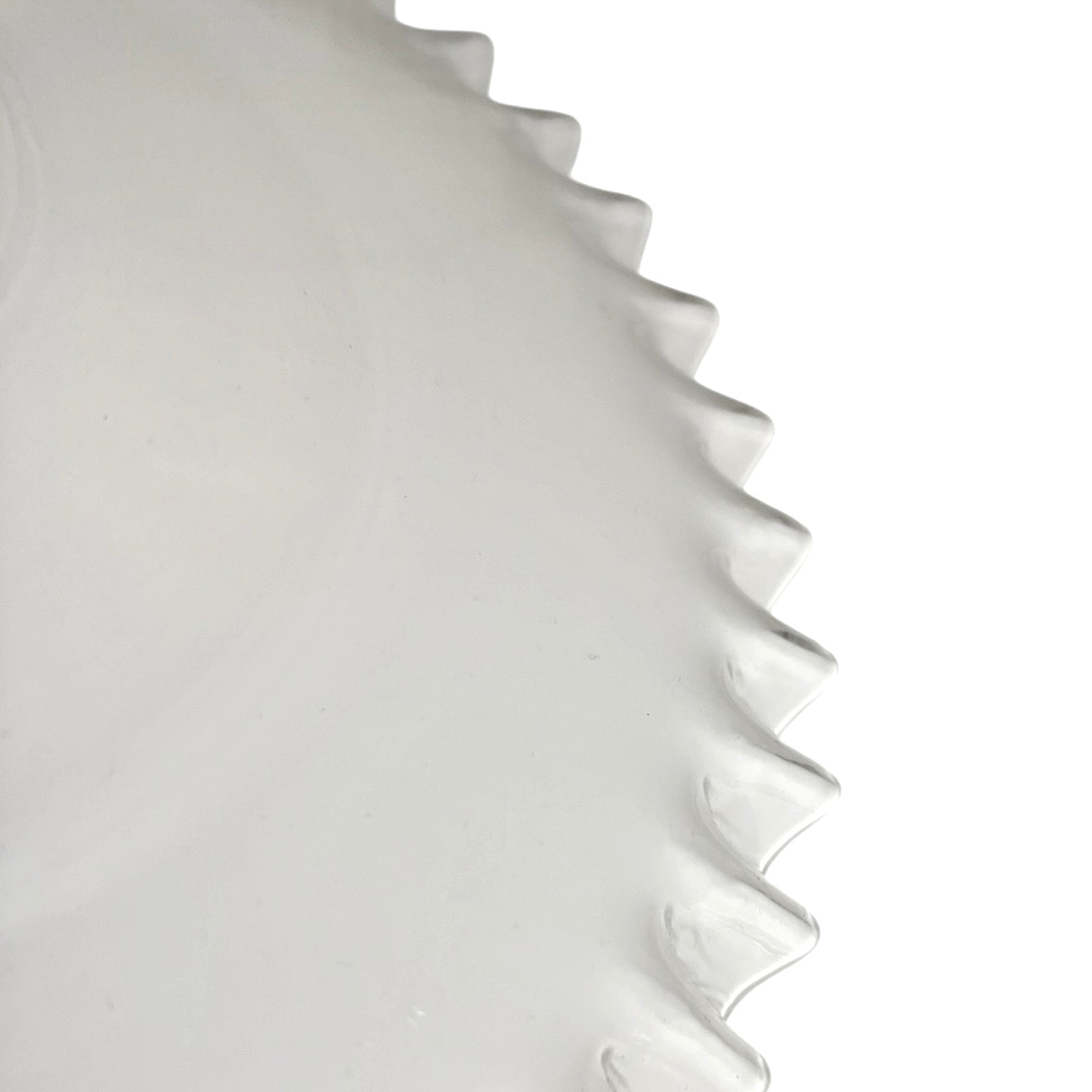 Close-up of a glass lampshade on a white background