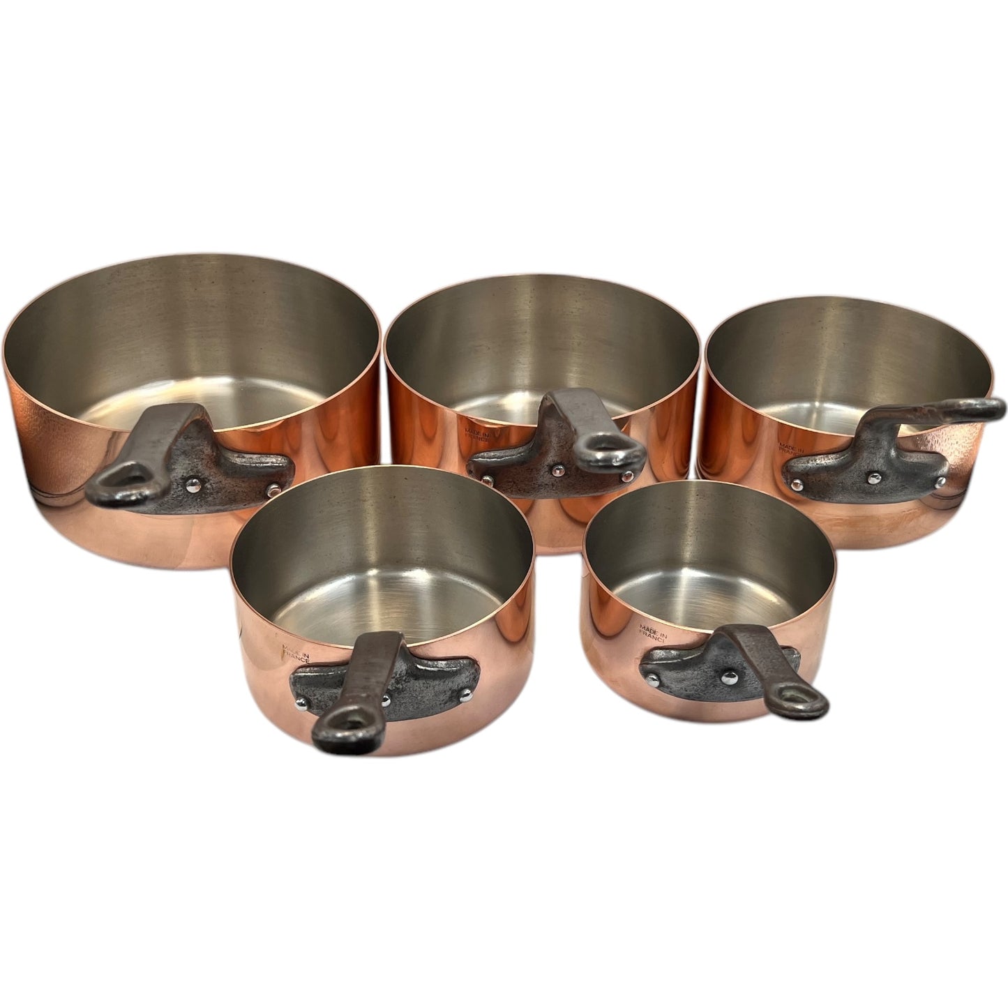 French Copper Pan Set, Copper Saucepans, Set of 5, Steel Lined, 1.5mm +5kg