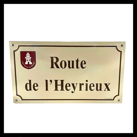 French cream and brown enamel street sign for sale from All Things French Store