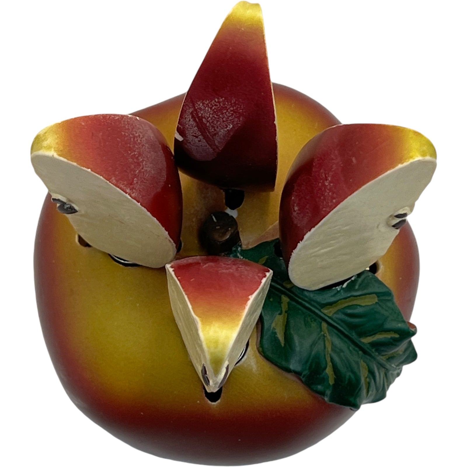 Vintage Kitsch Apple Fruit Knife Holder With 4 Little Paring Knives