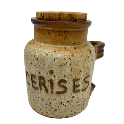 image French rustic vintage pottery cherry jar