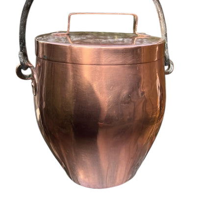 Copper cooking pot stockpot with handles on a white background