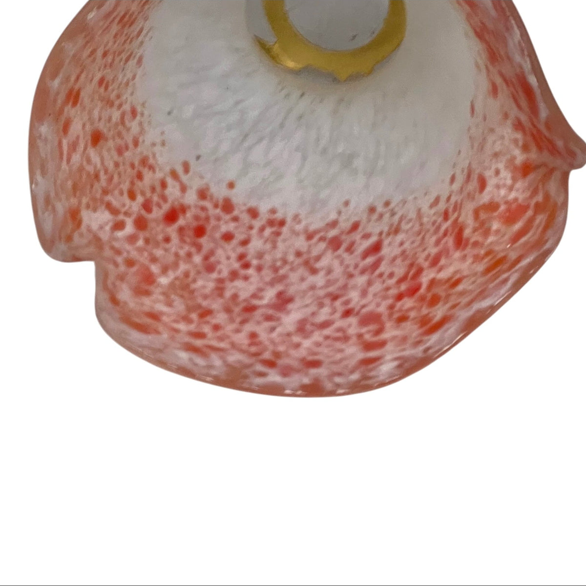 close up of a glass lampshade on a white background 