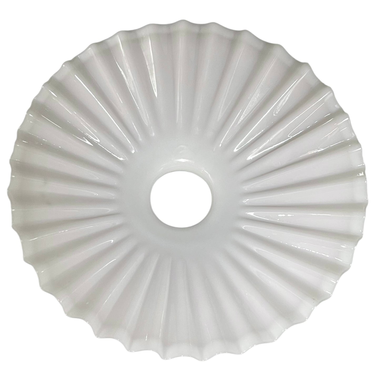 Close up of French glass lampshade on a white background