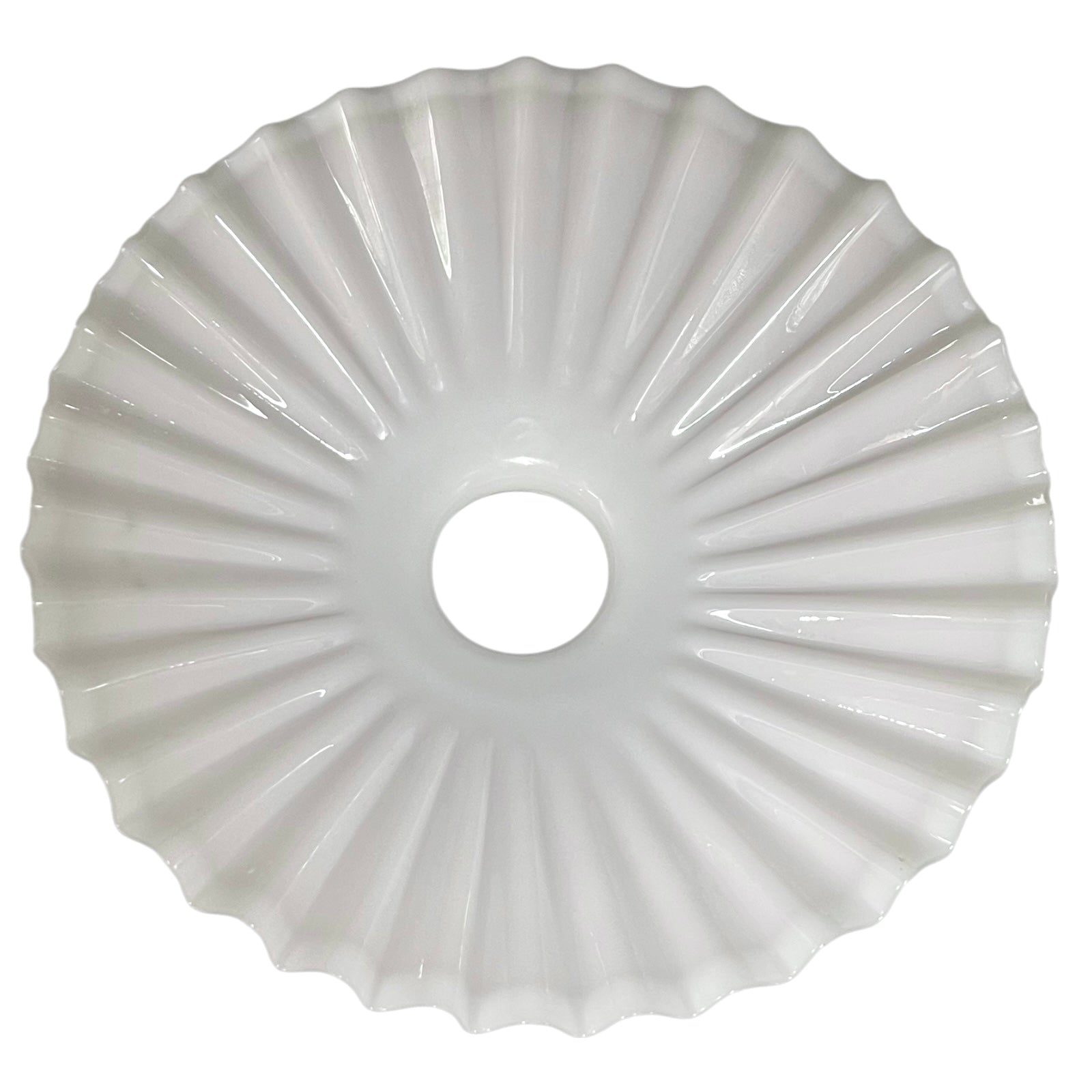 Close up of French glass lampshade on a white background