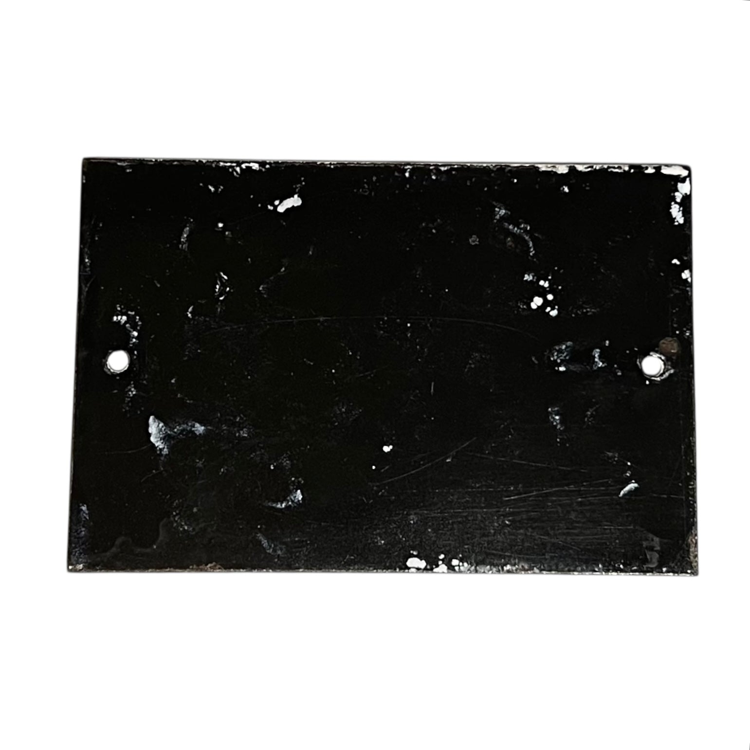 Back view of a French enamel door number on a white background