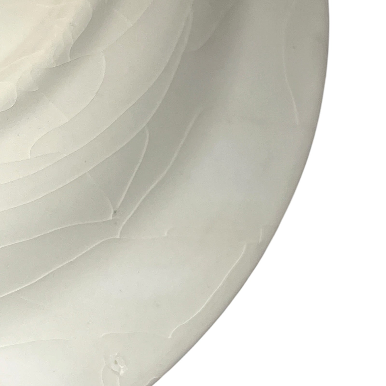 Close-up of a white ceramic plate with a textured surface