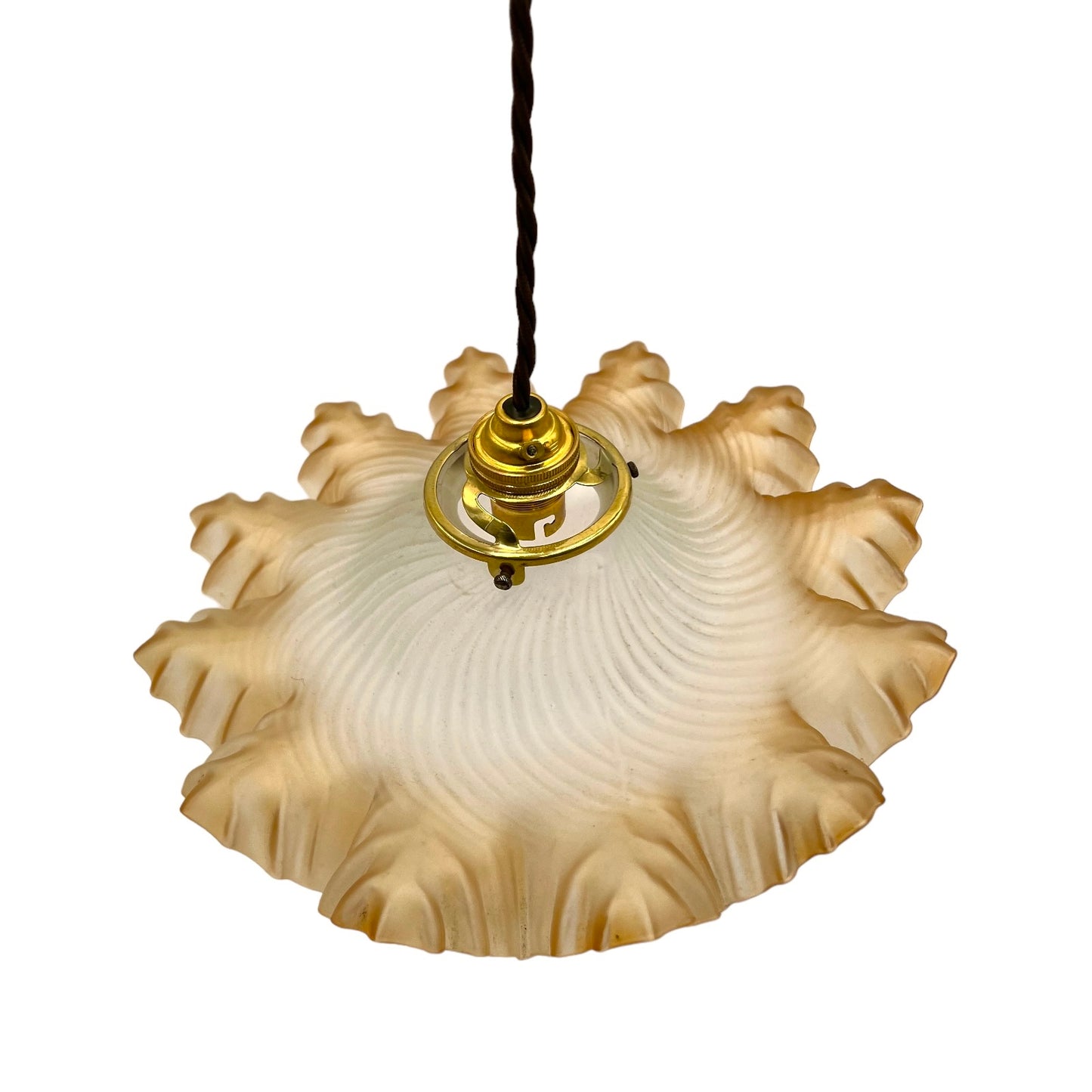 Vintage French Frosted Glass Ceiling Pendant Light, Hanging Lampshade