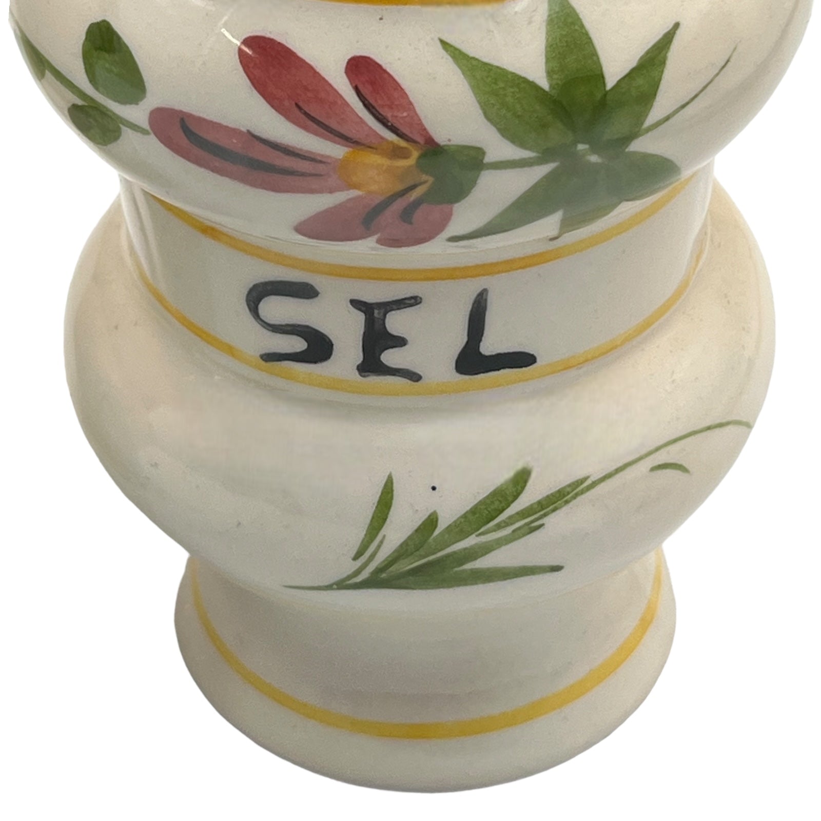 Pair of French vintage ceramic canisters for salt and pepper