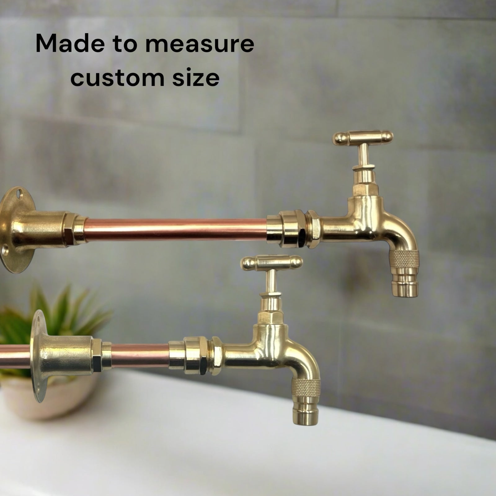 Vintage Style Wall Mounted Tap, Brass and Copper, Custom Size for sale from All Things French Store