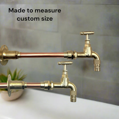 Vintage Style Wall Mounted Tap, Brass and Copper, Custom Size for sale from All Things French Store