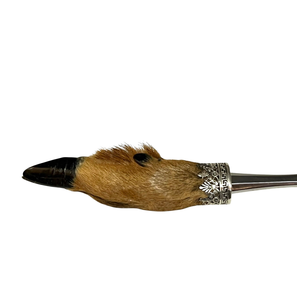 Vintage French Taxidermy Deer Hoof Handle Carving Fork 29cm