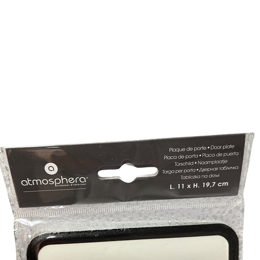 Packaged door plate with 'atmosphera' branding on a white background