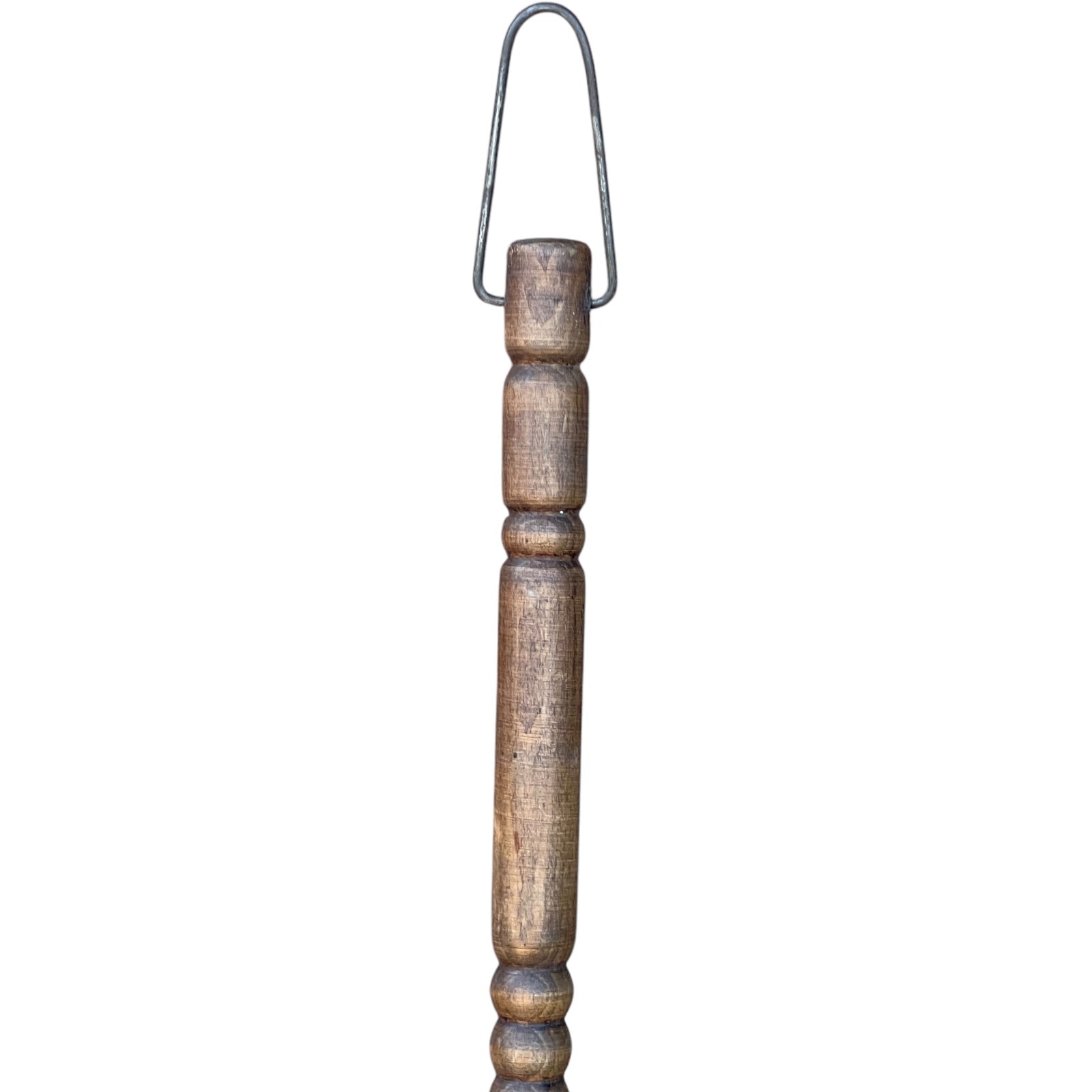 wooden handle of copper ladle