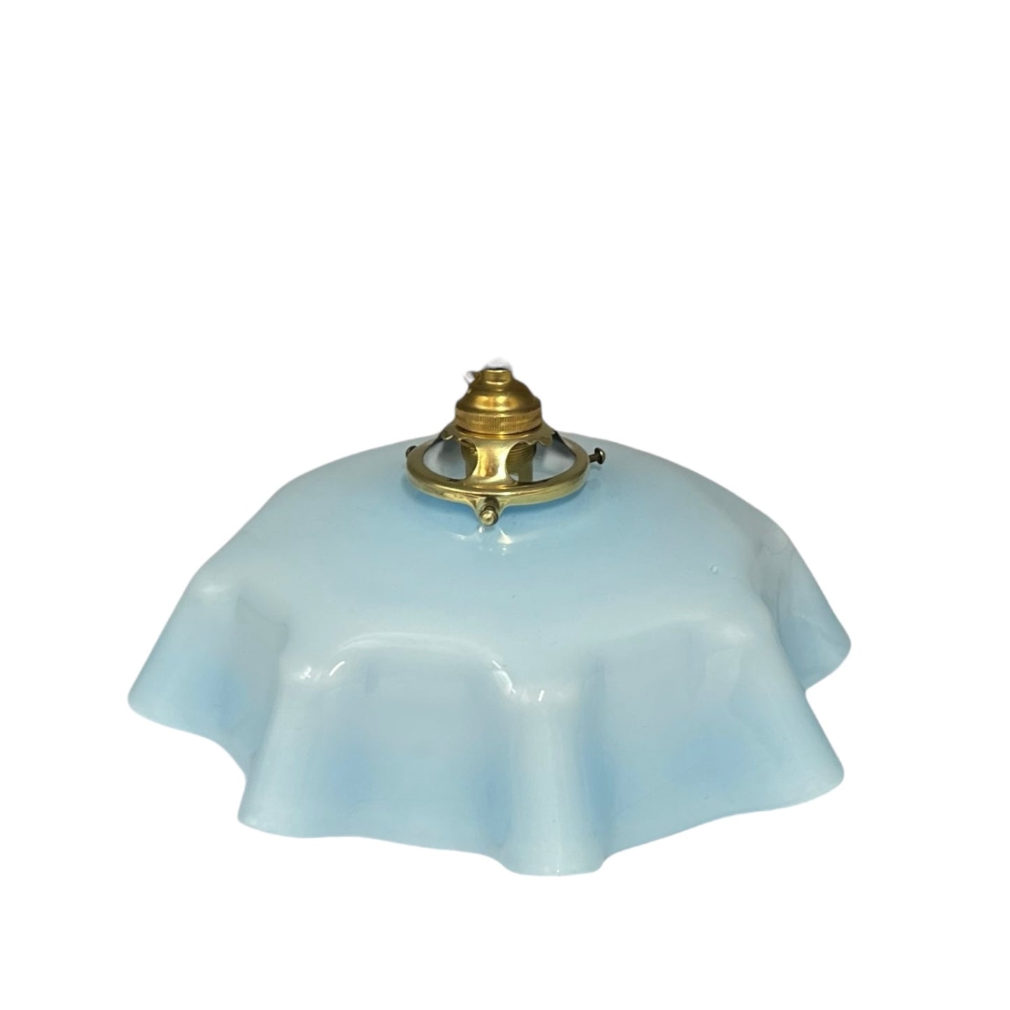 Vintage French Pendant Light, Blue Milk Glass, Hanging Interior Lampshade