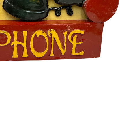 Vintage Country Corner Wooden Telephone Sign, Chunky Country Cottage Decor 