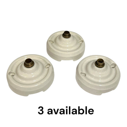 Three white ceramic ceiling light sockets arranged on a white background with the text '3 available' below them.